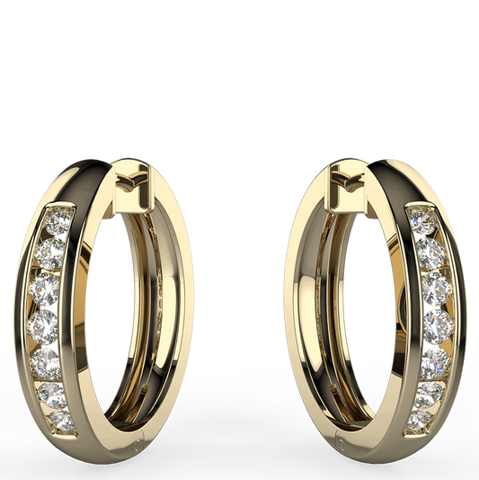 yellow gold huggie diamond hoop earrings - Australian Diamond Network