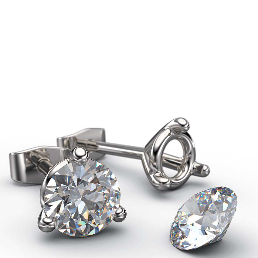 3 Claw Lab Grown Diamond Stud Earrings In Gold - Australian Diamond Network