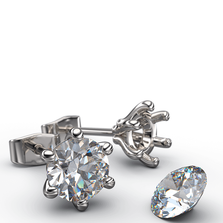 6 claw round brilliant cut diamond stud earrings - Australian Diamond Network