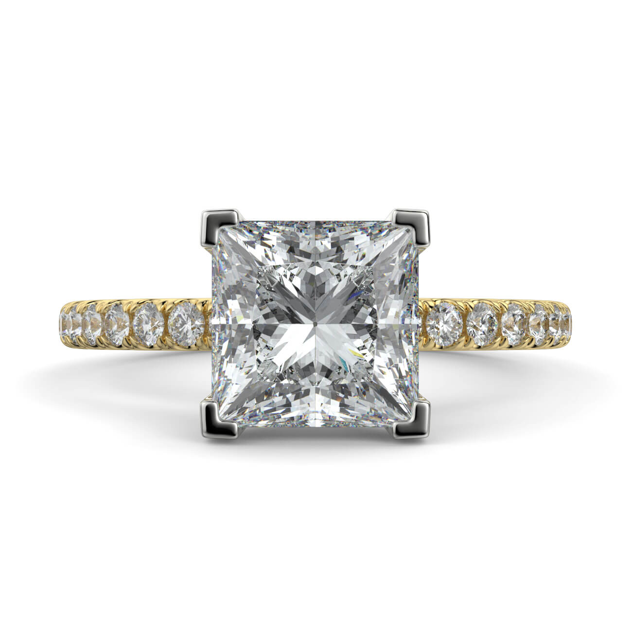 Delicate ‘Liat’ Princess Cut Diamond Engagement Ring in 18k Yellow and White Gold – Australian Diamond Network