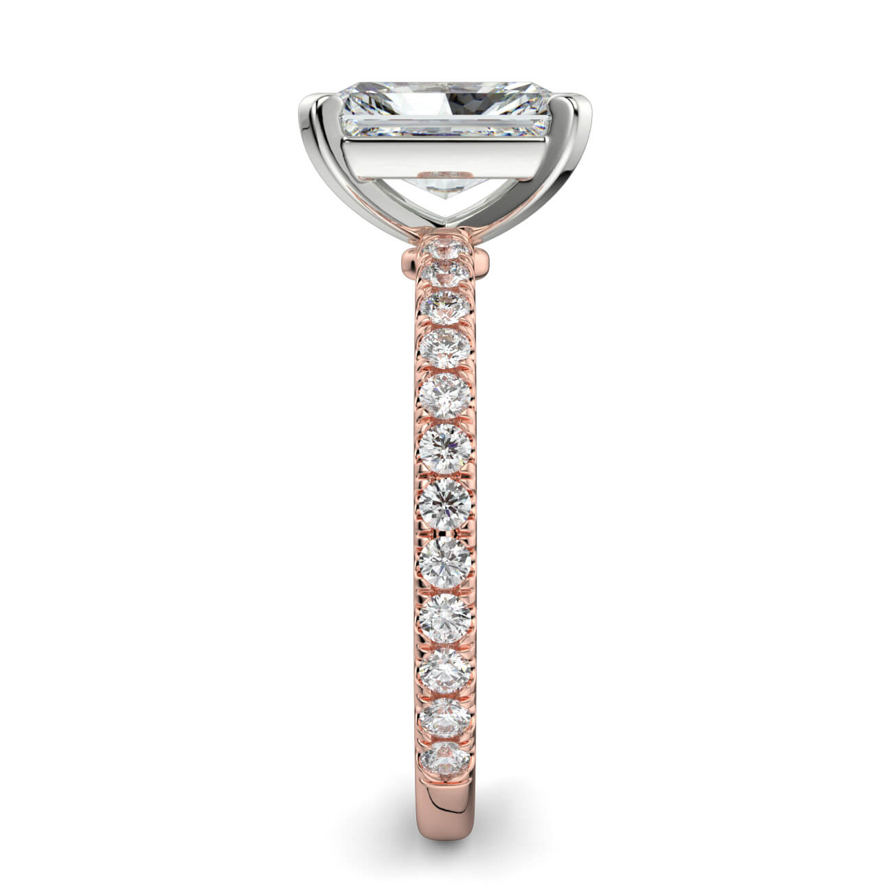 Delicate ‘Liat’ Radiant Cut Diamond Engagement Ring in 18k Rose and White Gold – Australian Diamond Network