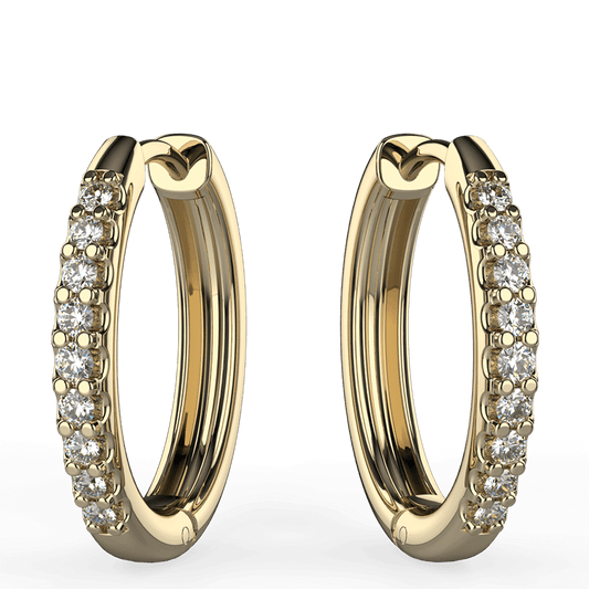 9k Yellow Gold Diamond Hoop Earrings - Australian Diamond Network