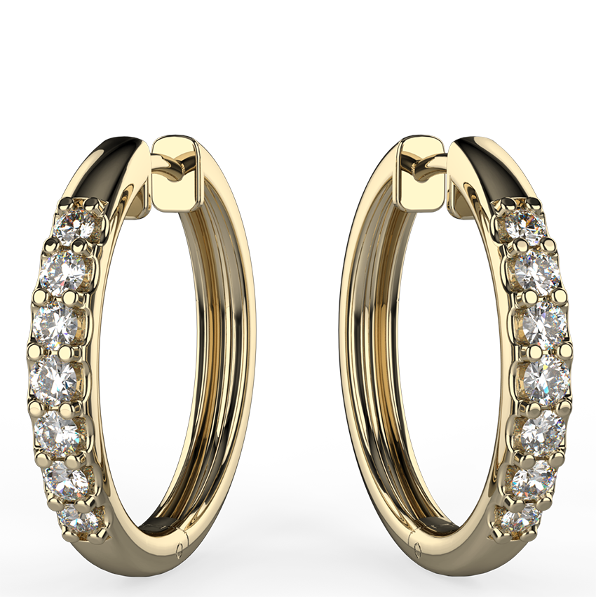prong-set hoop diamond earrings in yellow gold - Australian Diamond Network