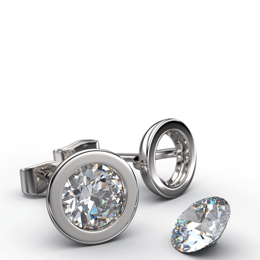 bezel rub over diamond stud earrings - Australian Diamond Network