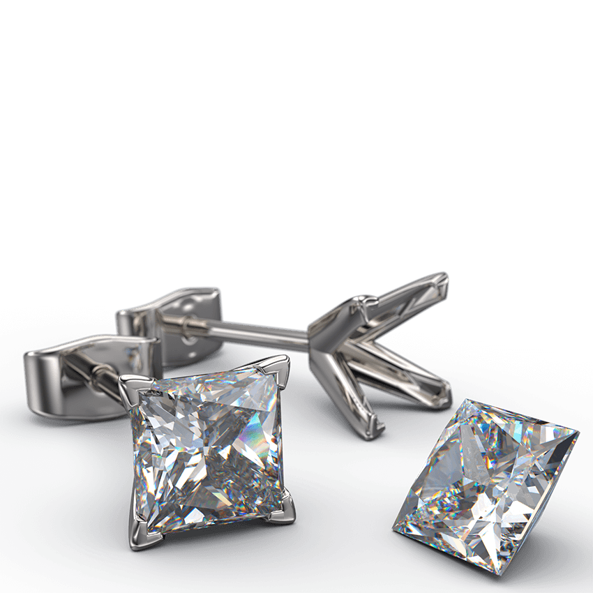 lab grown princess cut diamond stud earrings - Australian Diamond Network