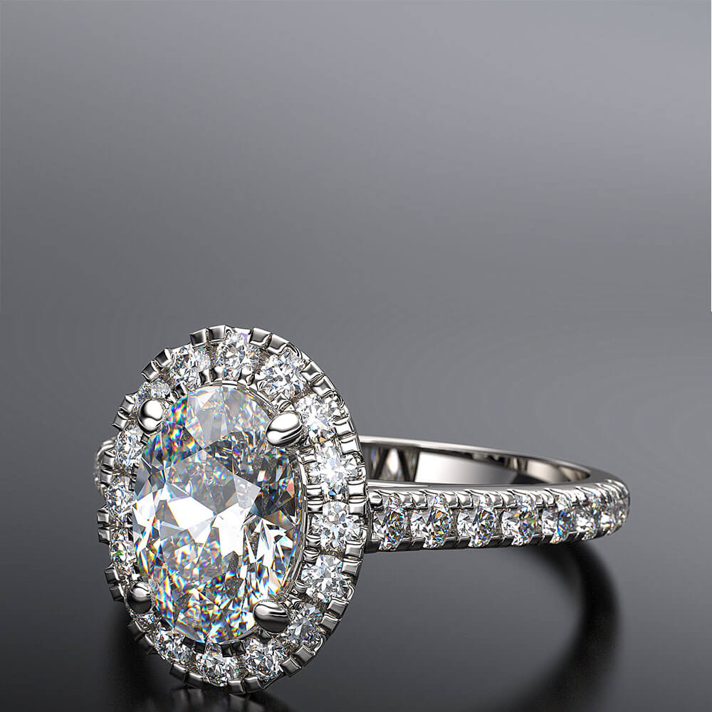 oval cut platinum diamond halo engagement ring – Australian Diamond Network
