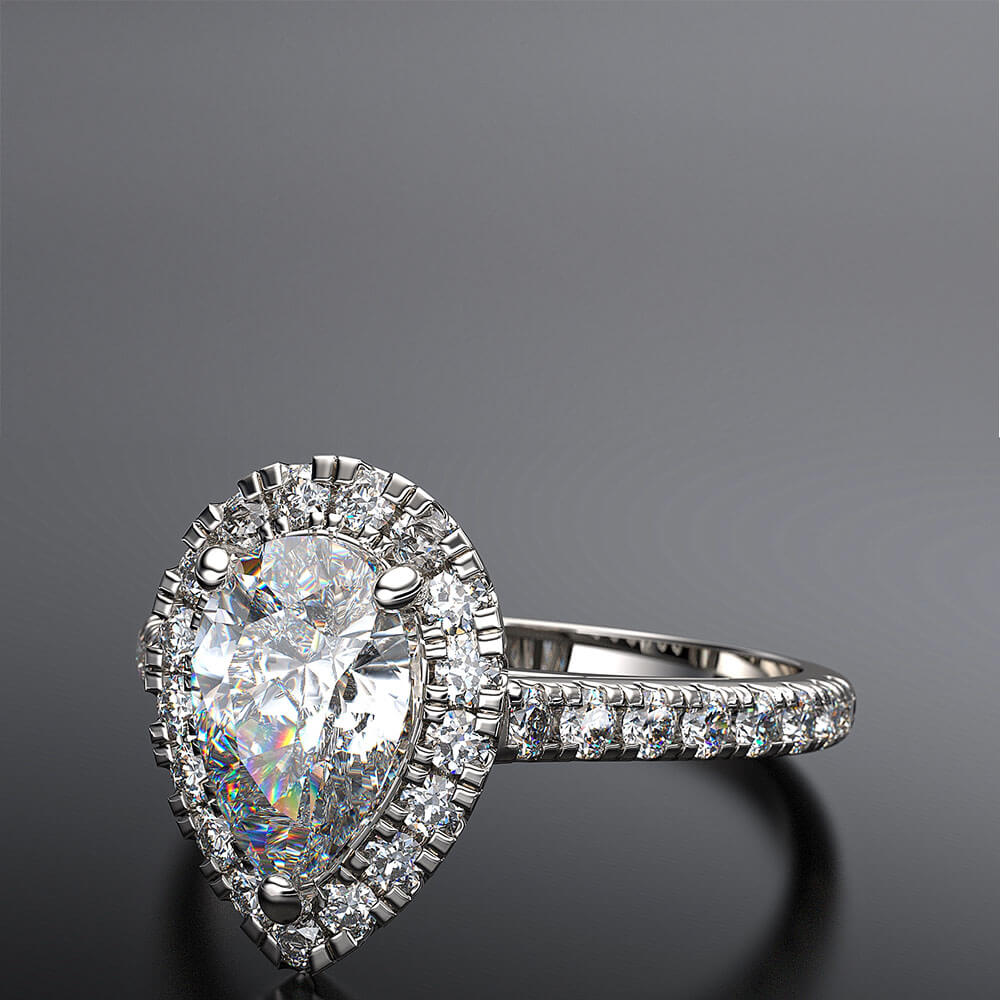 platinum pear shape halo engagement ring - Australian Diamond Network