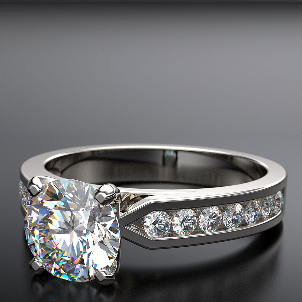18k white gold channel set diamond engagement ring - Australian Diamond Network