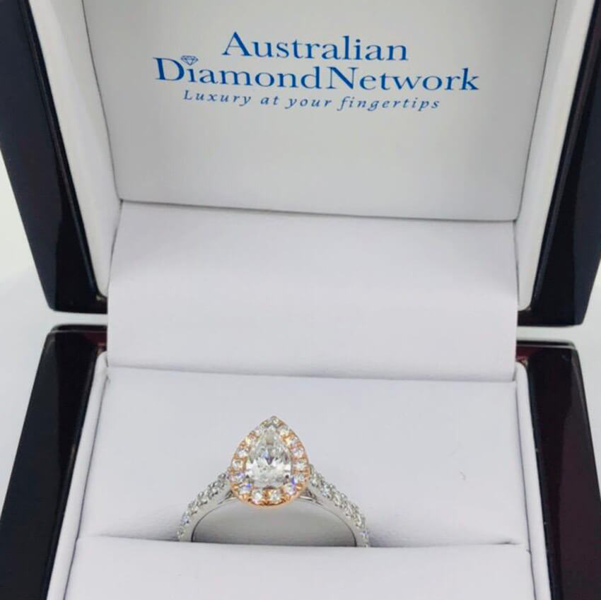 Refined Pear Shape Halo Engagement Ring - Australian Diamond Network