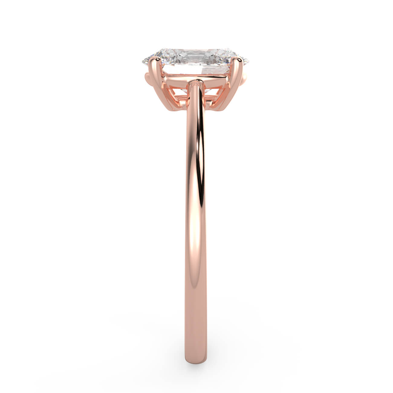 Slim Band Oval Diamond Ring In 18k Rose Gold – Australian Diamond Network