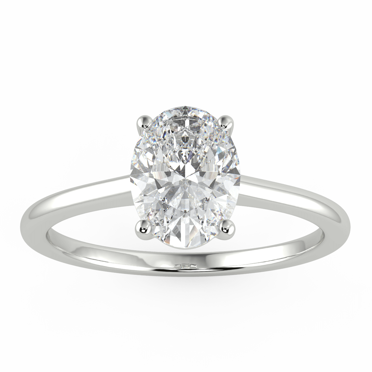 Slim Band Oval Diamond Ring In 18k White Gold – Australian Diamond Network
