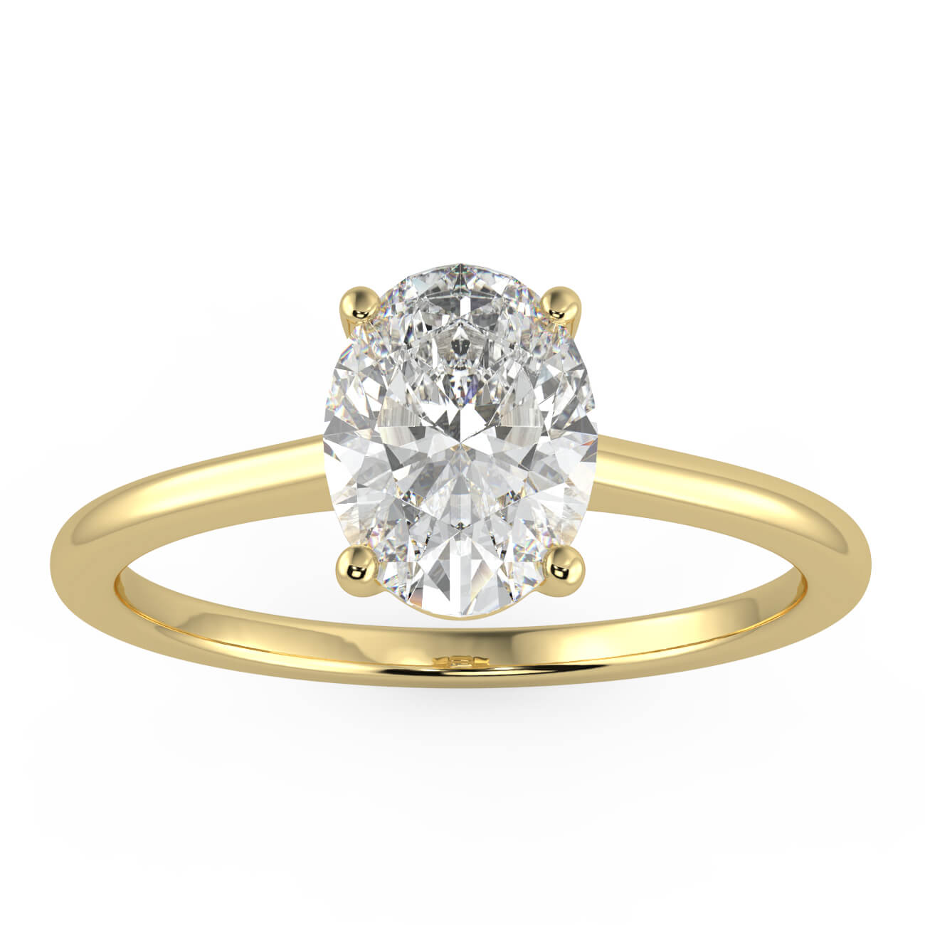 Slim Band Oval Diamond Ring In 18k Yellow Gold – Australian Diamond Network