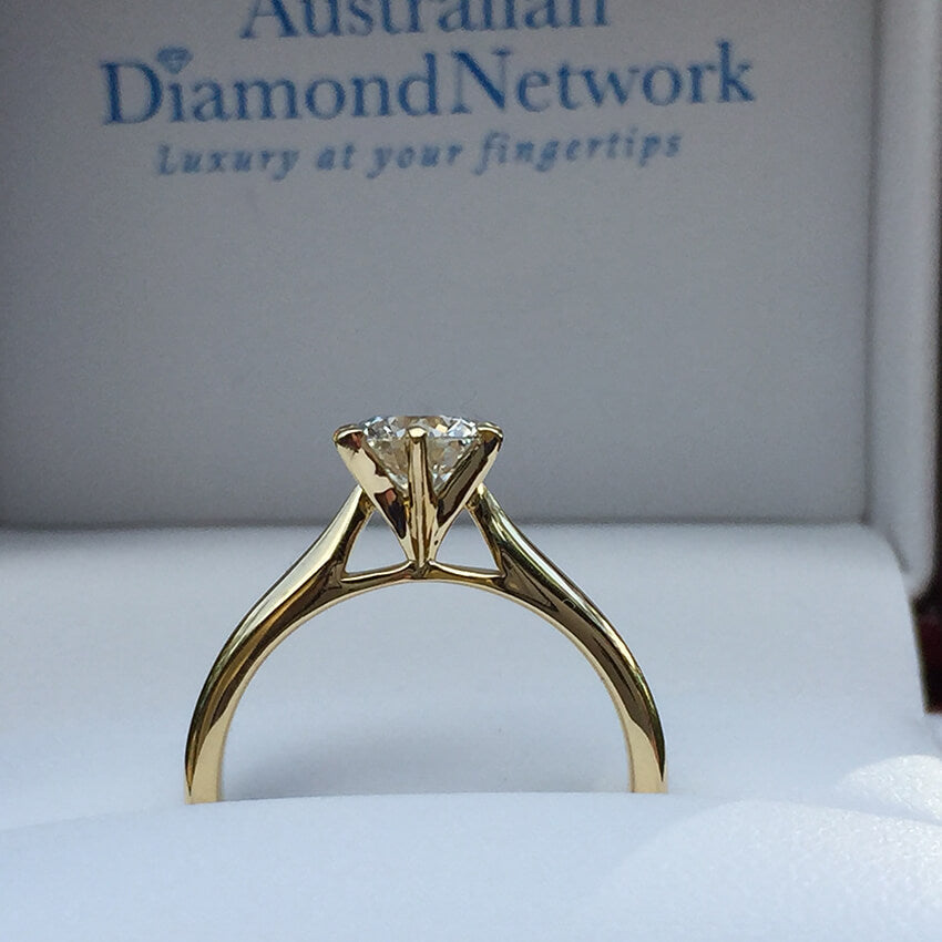 Yellow gold and diamond solitaire engagement ring from Australian Diamond Network