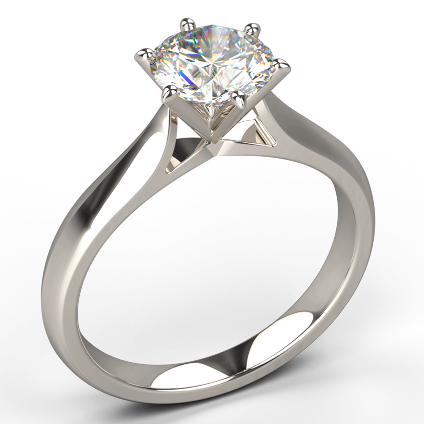 solitaire diamond in a white gold six claw engagement ring - Australian Diamond Network
