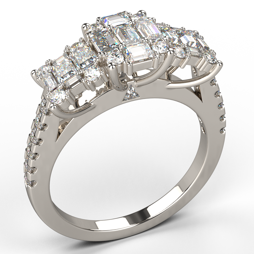 1 carat round brilliant and baguette cut diamond ring - Australian Diamond Network