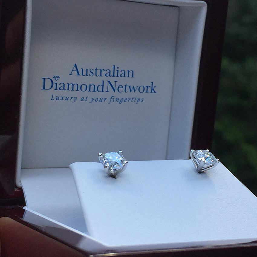 4 Claw Diamond Stud Earrings in 18k White Gold - Australian Diamond Network