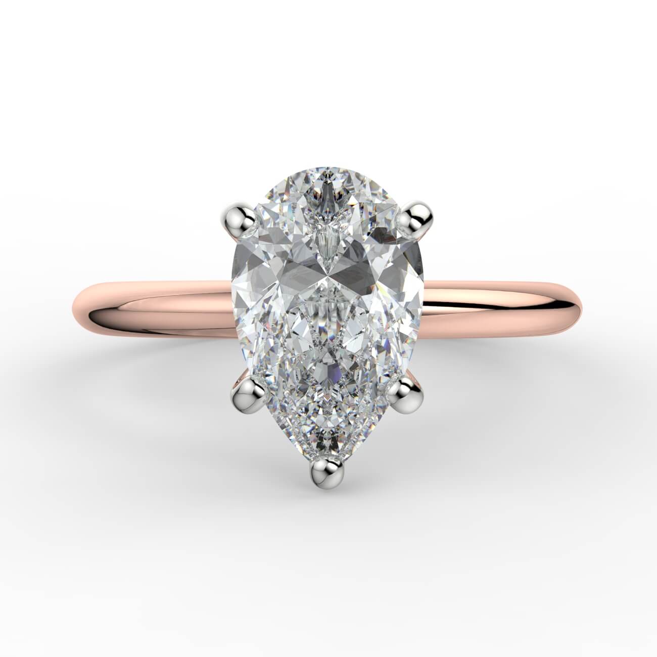 Solitaire pear shape diamond engagement ring in white and rose gold – Australian Diamond Network