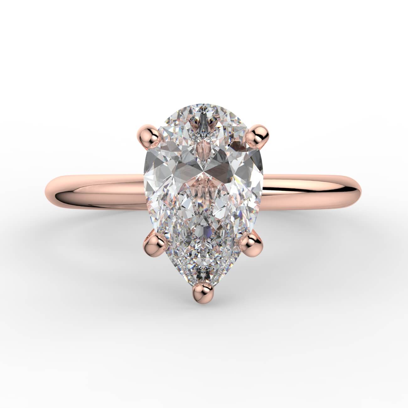Solitaire pear shape diamond engagement ring in rose gold – Australian Diamond Network