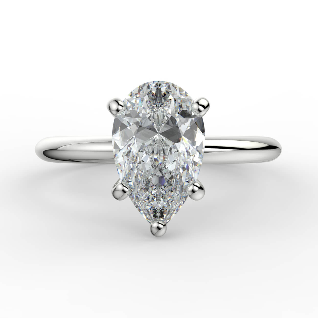 Solitaire pear shape diamond engagement ring in platinum – Australian Diamond Network
