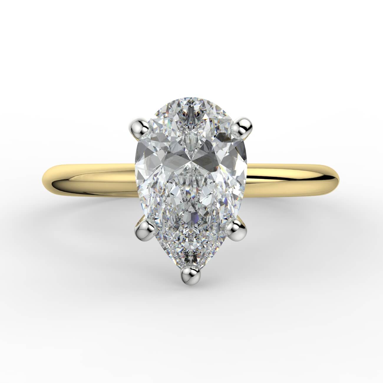 Solitaire pear shape diamond engagement ring in yellow and white gold – Australian Diamond Network
