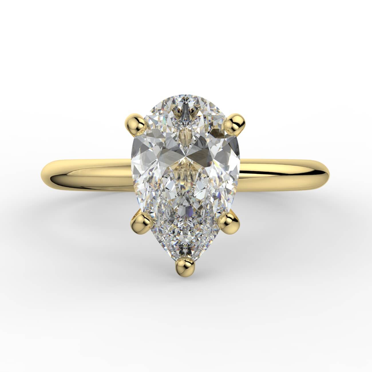 Solitaire pear shape diamond engagement ring in yellow gold – Australian Diamond Network