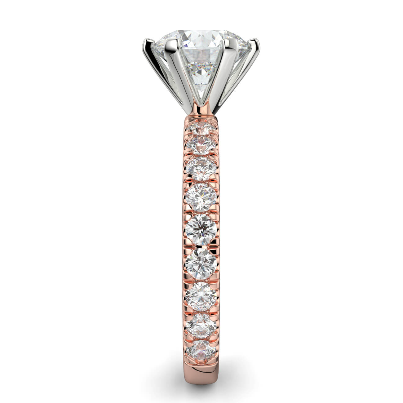 6 Claw Classic Pavé Diamond Engagement Ring in 18k Rose and White Gold – Australian Diamond Network