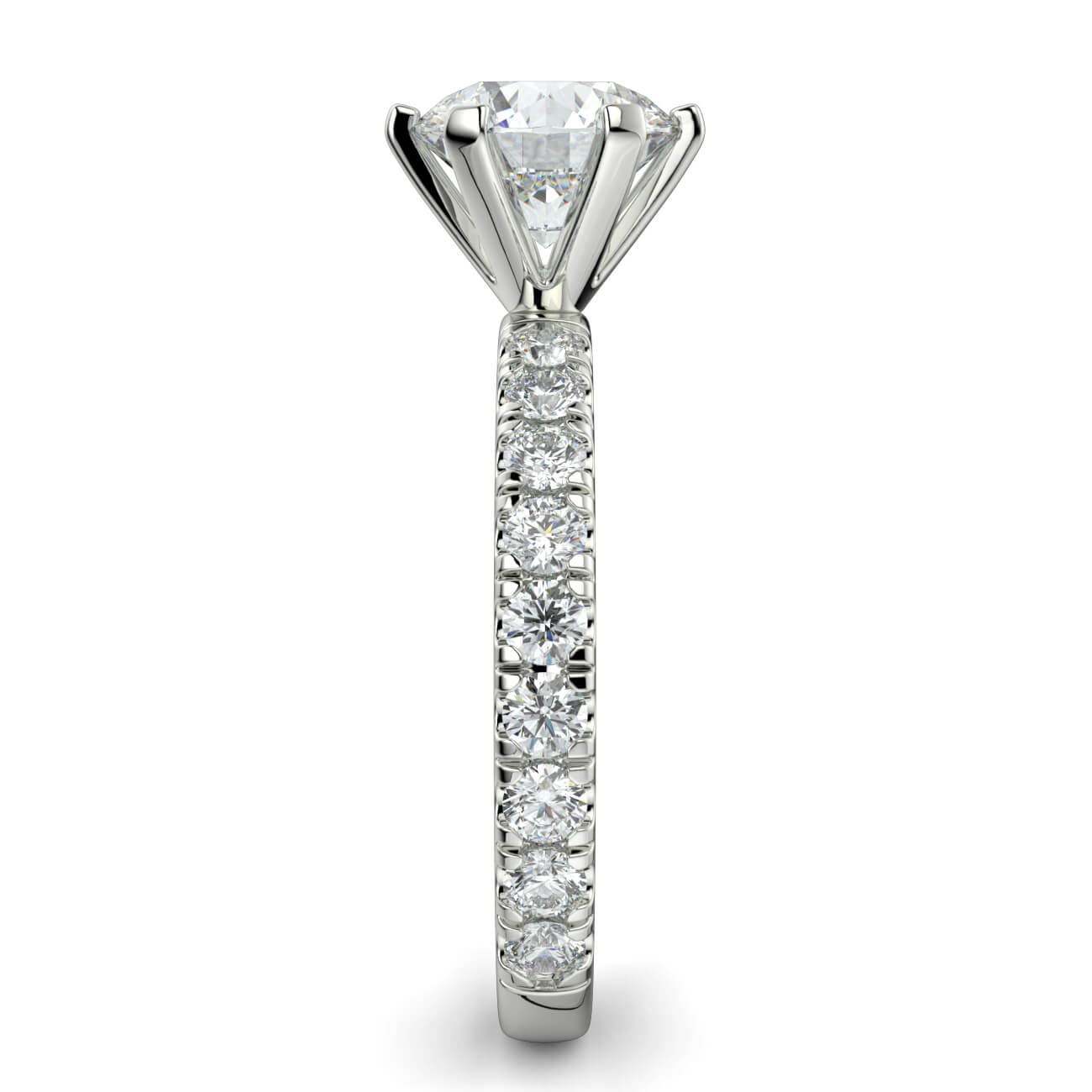 6 Claw Classic Pavé Diamond Engagement Ring in 18k White Gold – Australian Diamond Network