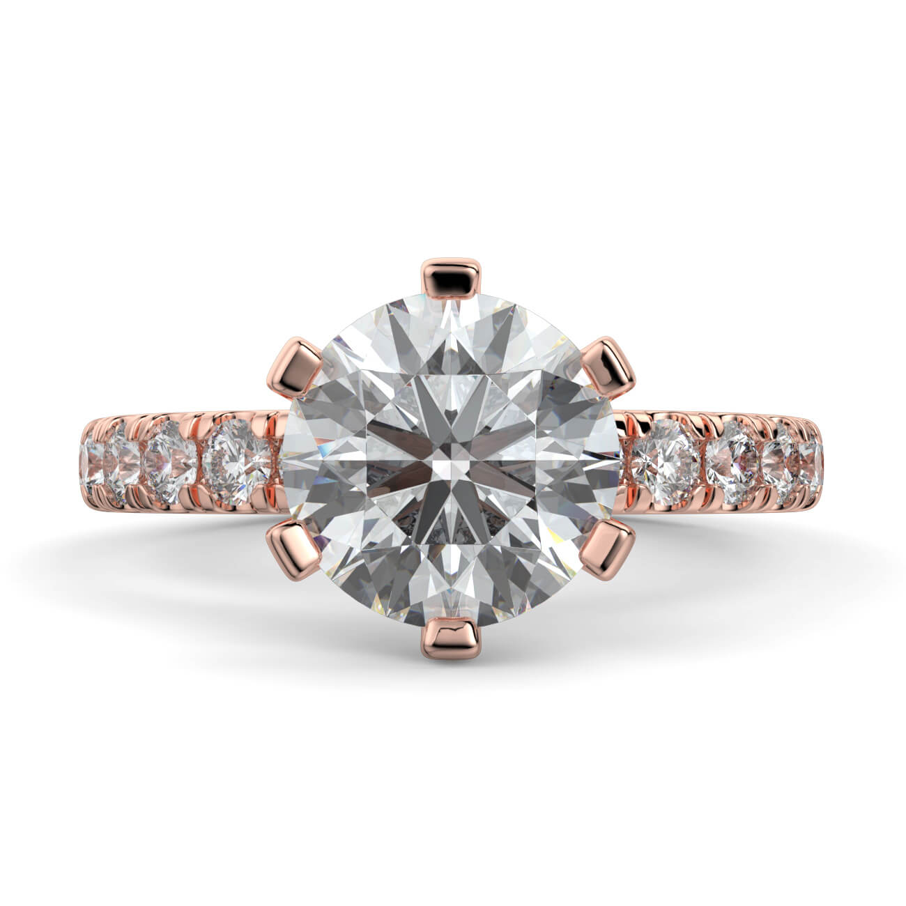 6 Claw Classic Pavé Diamond Engagement Ring in 18k Rose Gold – Australian Diamond Network