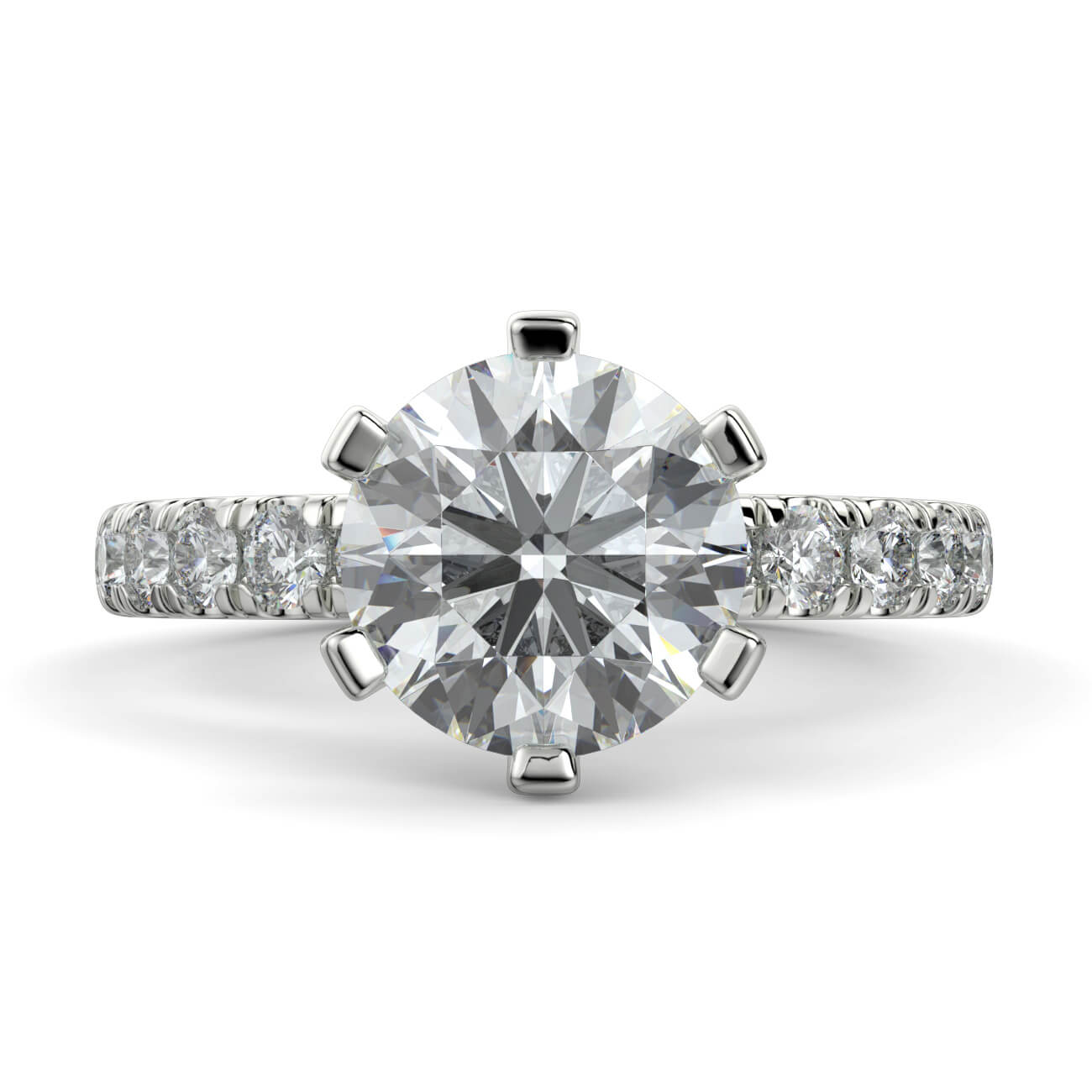 6 Claw Classic Pavé Diamond Engagement Ring in Platinum – Australian Diamond Network