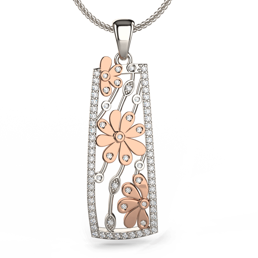 9 or 18 karat diamond floral pendant necklace - Australian Diamond Network
