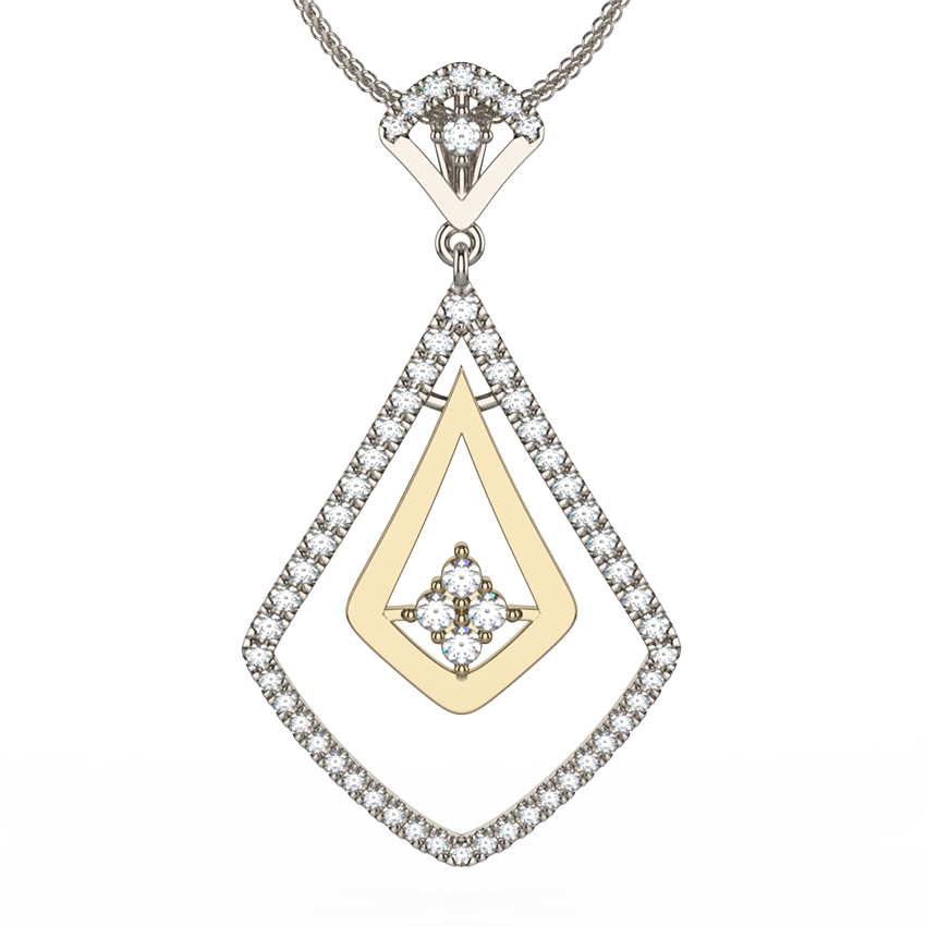 art deco inspired diamond pendant necklace two tone gold - Australian Diamond Network