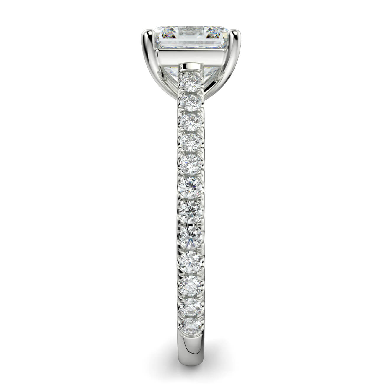 Asscher Cut diamond cathedral engagement ring in white gold – Australian Diamond Network