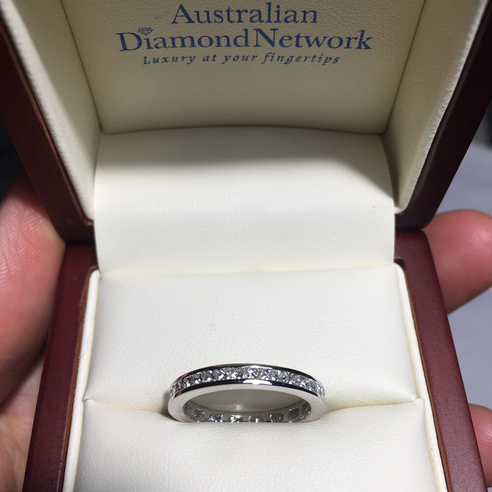 channel set princess cut diamond eternity ring - Australian Diamond Network