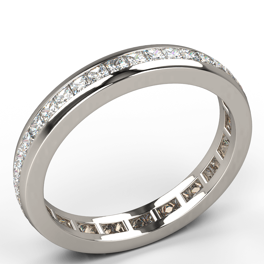 channel set princess cut diamond eternity ring white gold - Australian Diamond Network