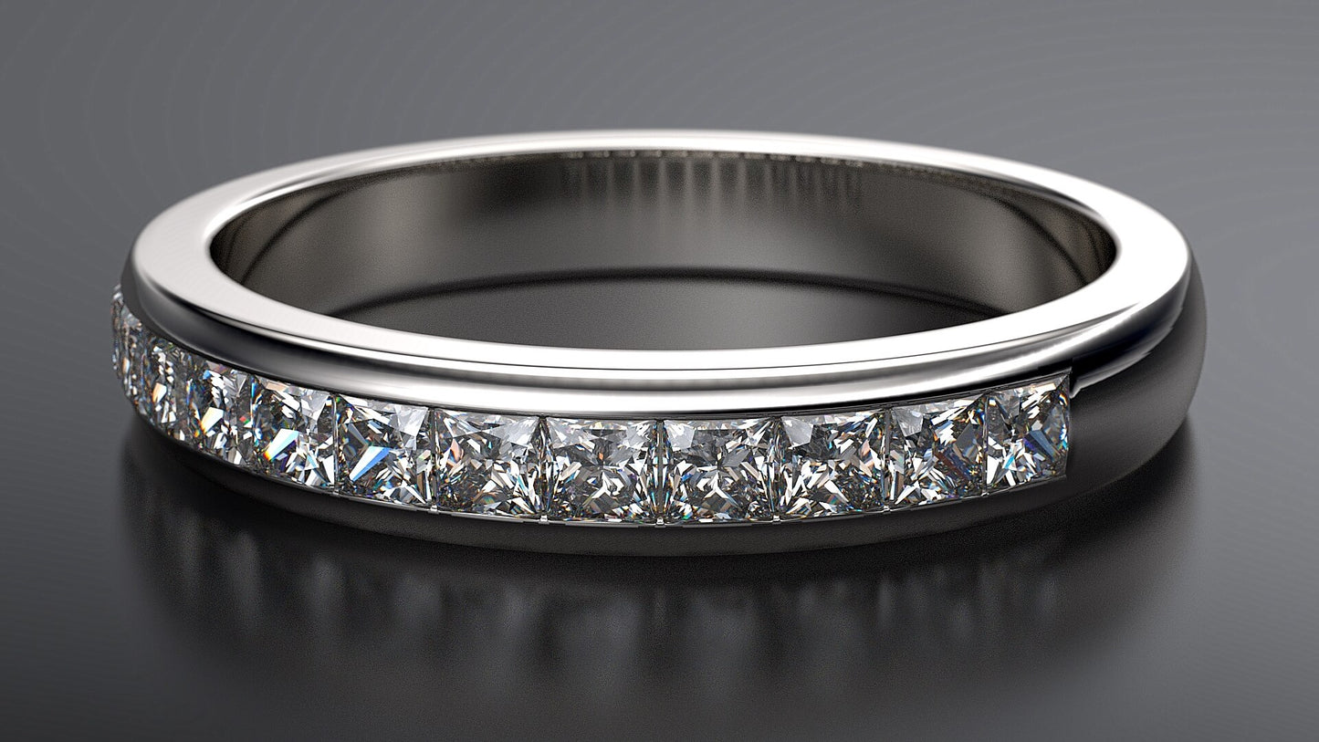 platinum channel set princess cut diamond wedding band - Australian Diamond Network