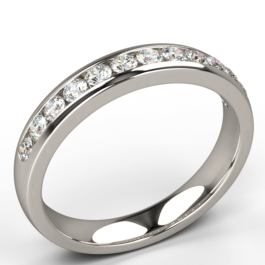 channel set round brilliant diamond wedding ring white gold - Australian Diamond Network