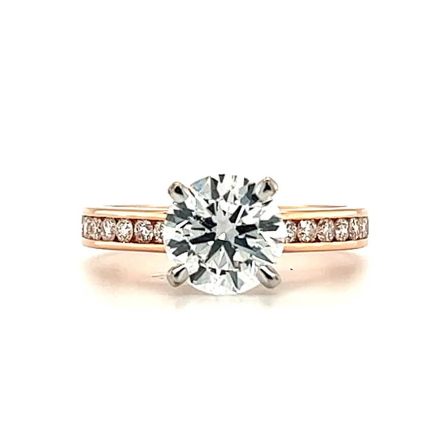 18k rose and white gold channel set diamond engagement ring - Australian Diamond Network