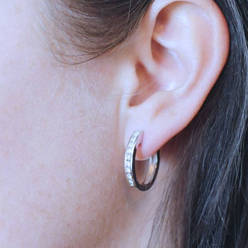 channel set diamond hoop earrings - Australian Diamond Network