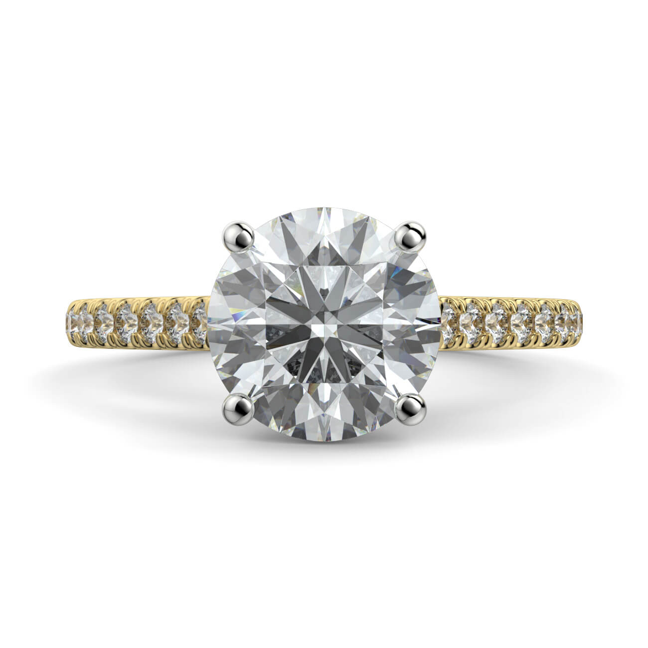 Classic cathedral diamond engagement ring in yellow and white gold – Australian Diamond Network