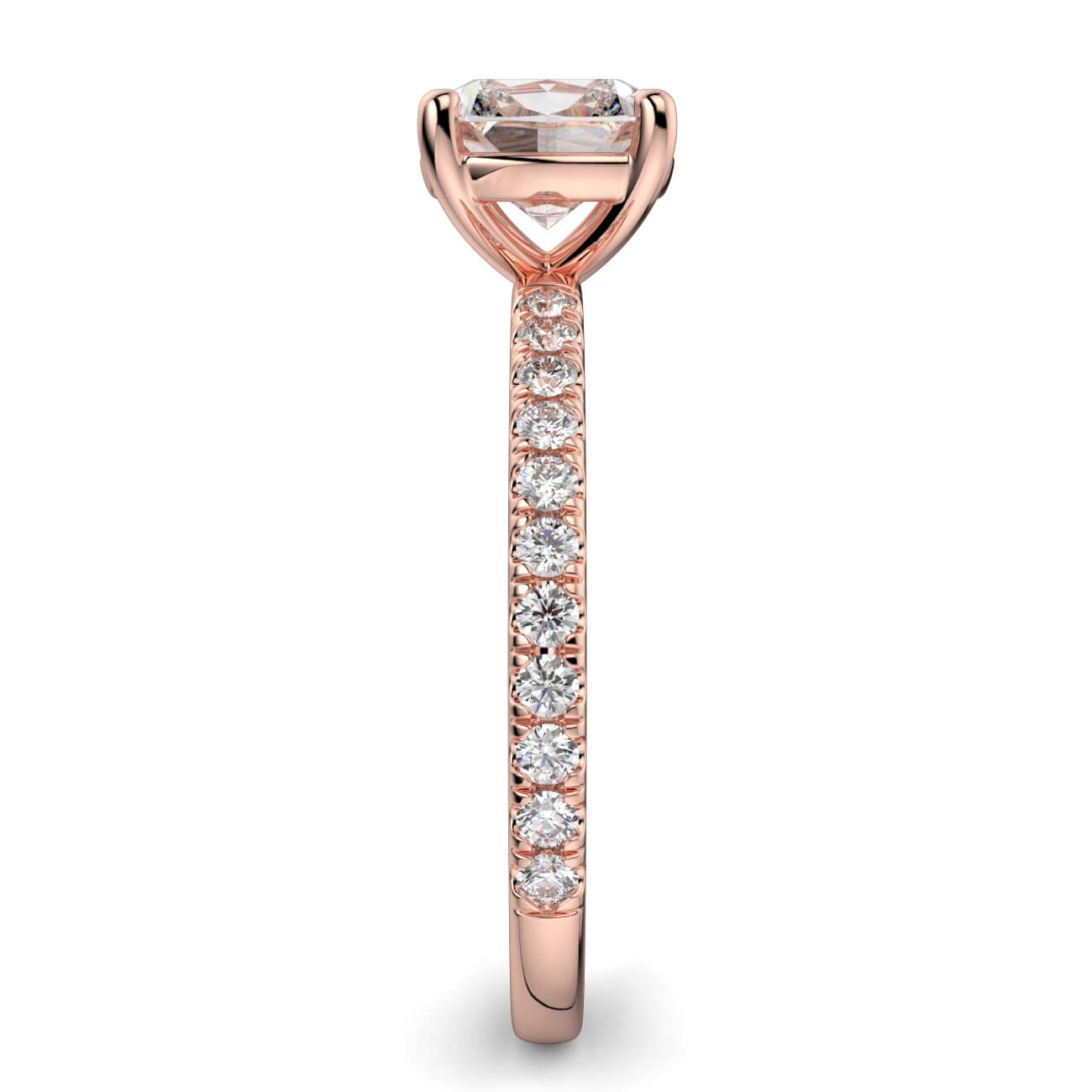 Classic Cushion Cut Pavé Diamond Engagement Ring in 18k Rose Gold – Australian Diamond Network
