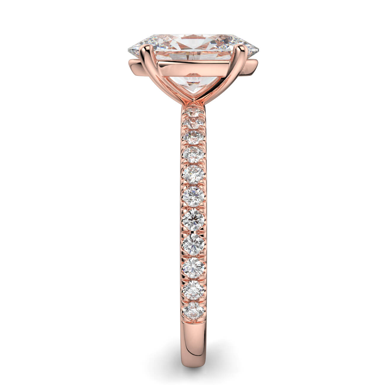 Classic Oval Shape Pavé Diamond Engagement Ring in 18k Rose Gold – Australian Diamond Network