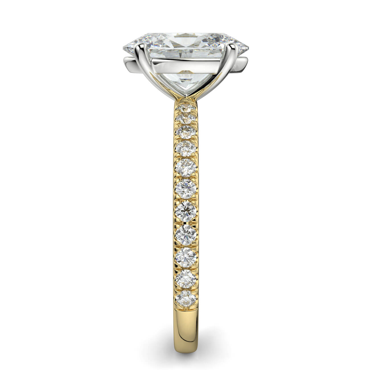 Classic Oval Shape Pavé Diamond Engagement Ring