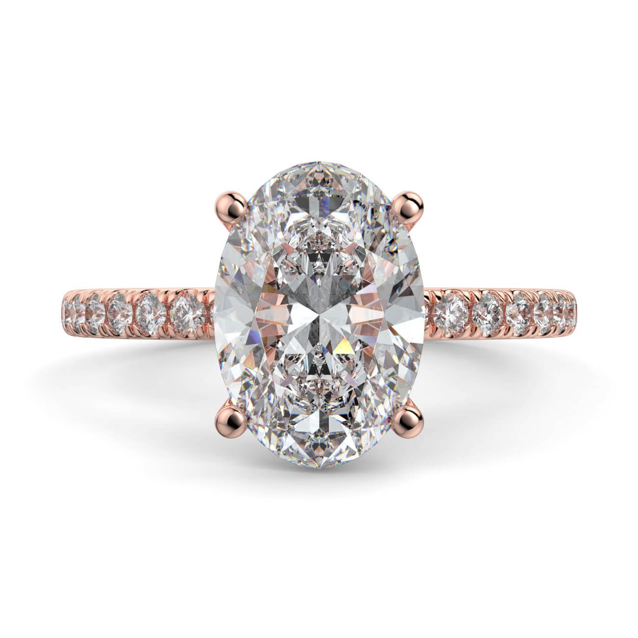 Classic Oval Shape Pavé Diamond Engagement Ring in 18k Rose Gold – Australian Diamond Network