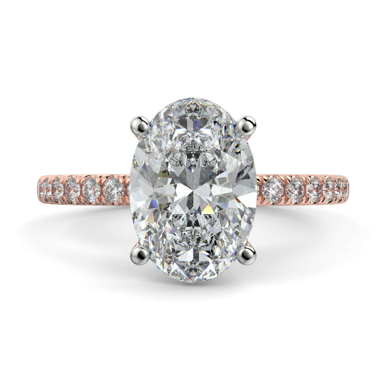 Classic Oval Shape Pavé Diamond Engagement Ring in 18k Rose and White Gold – Australian Diamond Network