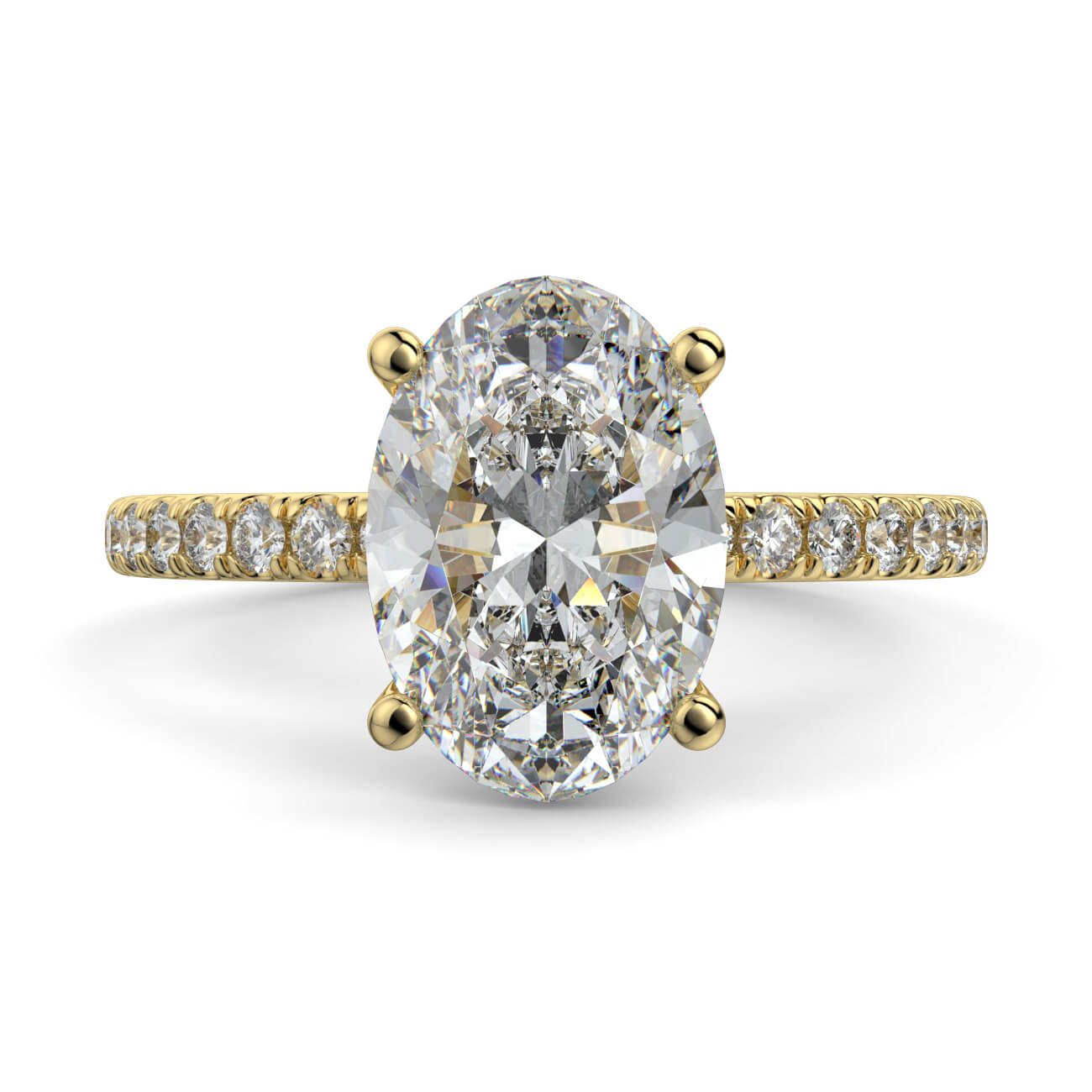 Classic Oval Shape Pavé Diamond Engagement Ring in 18k Yellow Gold – Australian Diamond Network