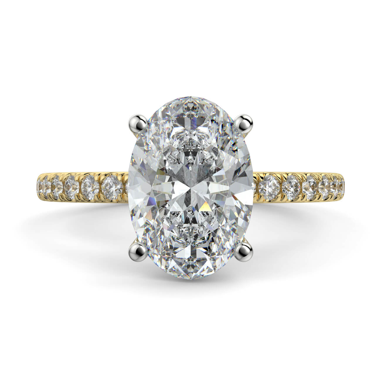 Classic Oval Shape Pavé Diamond Engagement Ring in 18k Yellow and White Gold – Australian Diamond Network