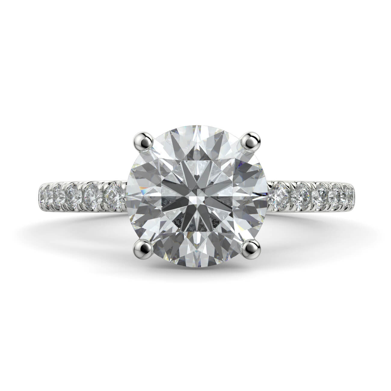 Classic Pavé Diamond Engagement Ring in 18k White Gold – Australian Diamond Network