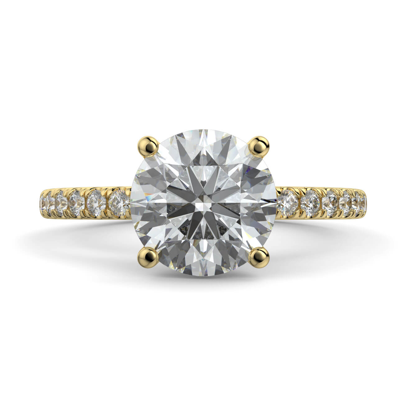 Classic Pavé Diamond Engagement Ring in 18k Yellow Gold – Australian Diamond Network