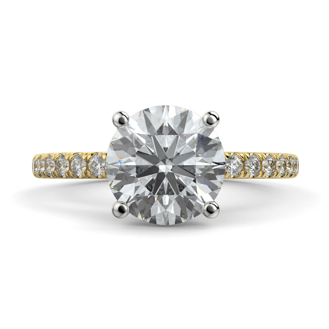 Classic Pavé Diamond Engagement Ring in 18k Yellow and White Gold – Australian Diamond Network