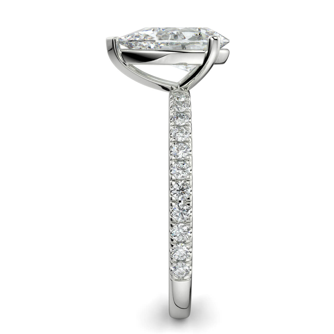 Classic Pear Shape Pavé Diamond Engagement Ring in 18k White Gold – Australian Diamond Network